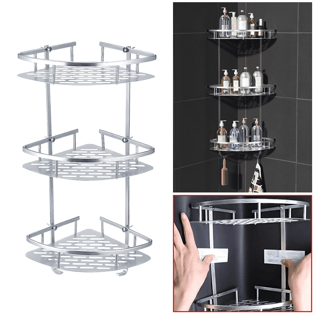 Shower Caddy Bathroom Shower Corner Shelf, 3 Tiers AntiRust Aluminum Shower Shelf Kitchen