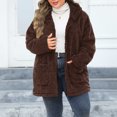 thumbnail image 4 of Antinious Womens Plus Size Solid Long Sleeve Double Sided Fleece Hooded Zipper Jacket,Jackets for Women Trendy,Casual Winter Coats for Women,Brown,XXXXXL, 4 of 5