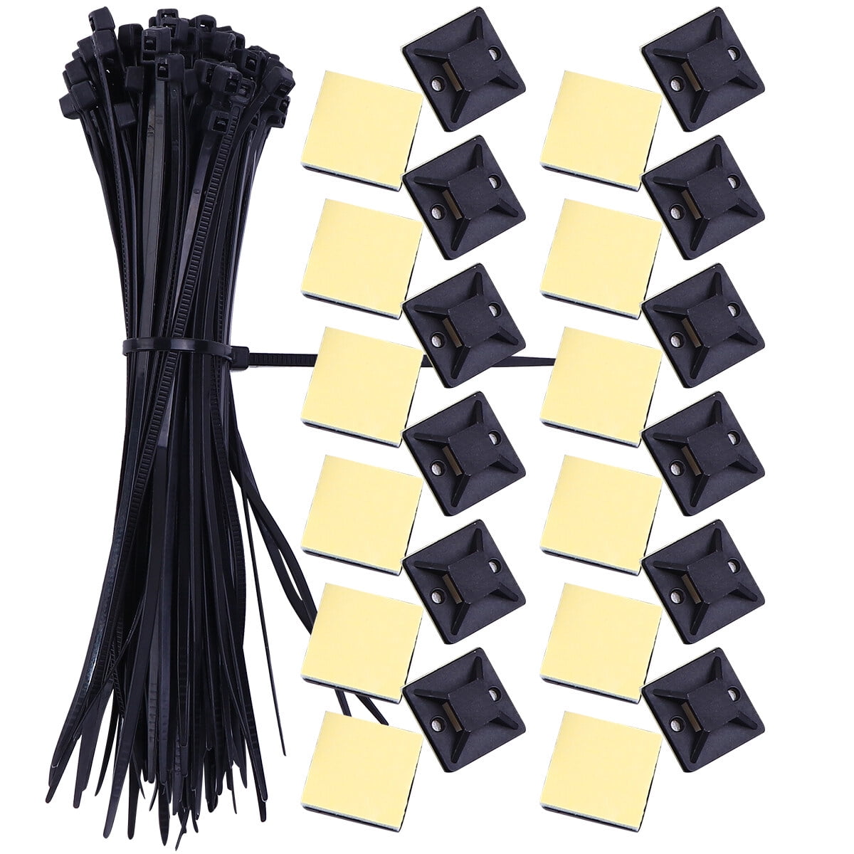 MultiPurpose Zip Tie Adhesive Mounts Self Adhesive Cable Tie Holders (Black)