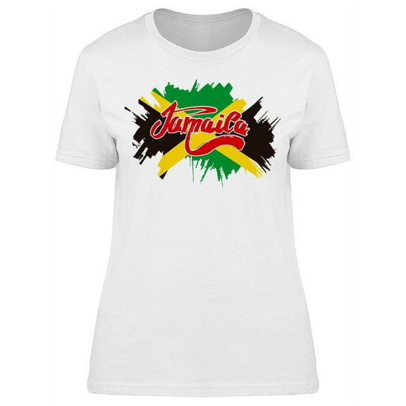 "jamaica" National Flag Behind T-Shirt Women -Image by Shutterstock, Female 3X-Large