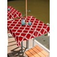 thumbnail image 2 of Outdoor Tablecloth with Umbrella Hole for Patio/Picnic/Party/Camping, Red Morocco Waterproof Table Cloth Square Cover Washable, Geometric Moroccan National Abstract Art (54"x 54"), 2 of 8
