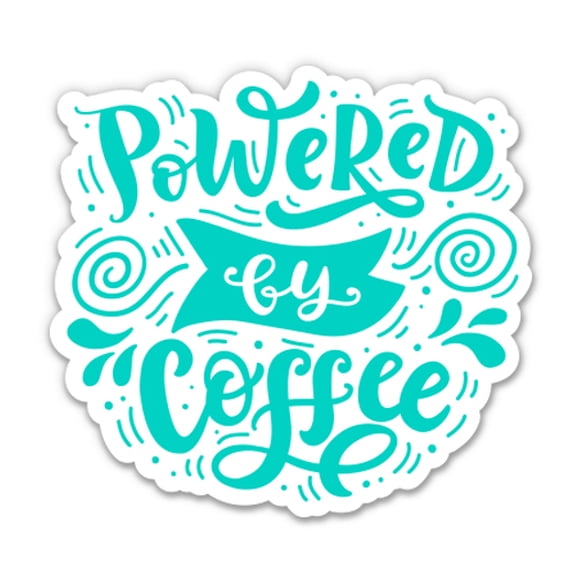 Powered By Coffee - 3" Vinyl Sticker - For Car Laptop I-Pad Phone Helmet Hard Hat - Waterproof Decal