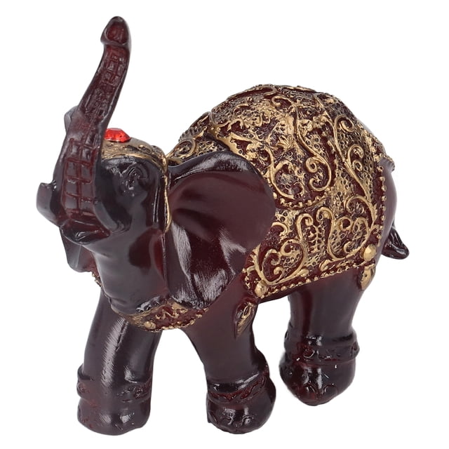 Figuras de elefante retro marrón de resina duradera, textura delicada, símbolo de fuerza, fortuna y abundancia