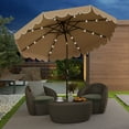 thumbnail image 4 of Gymax 9.3 FT Solar Patio Umbrella w/ 32 LED Lights & Vented Top & Ruffles Coffee, 4 of 10