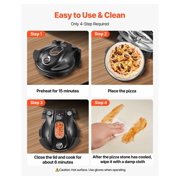 Pizza Oven, 12 in Electric Pizza Maker, 1200W Electric Pizzas Cooker with Cordierite Stone, 5-Mode Temperature Control, Viewing Window for Precise Cooking, Heats up to 788 ˚F, for Home (Black)