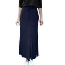 A Line Maxi Skirt for Women High Waist Stretchy Long Skirt Casual Solid Color Soft Knit Basic Skirts