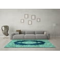thumbnail image 3 of Ahgly Company Indoor Rectangle Medallion Turquoise Blue Traditional Area Rugs, 8' x 10', 3 of 4