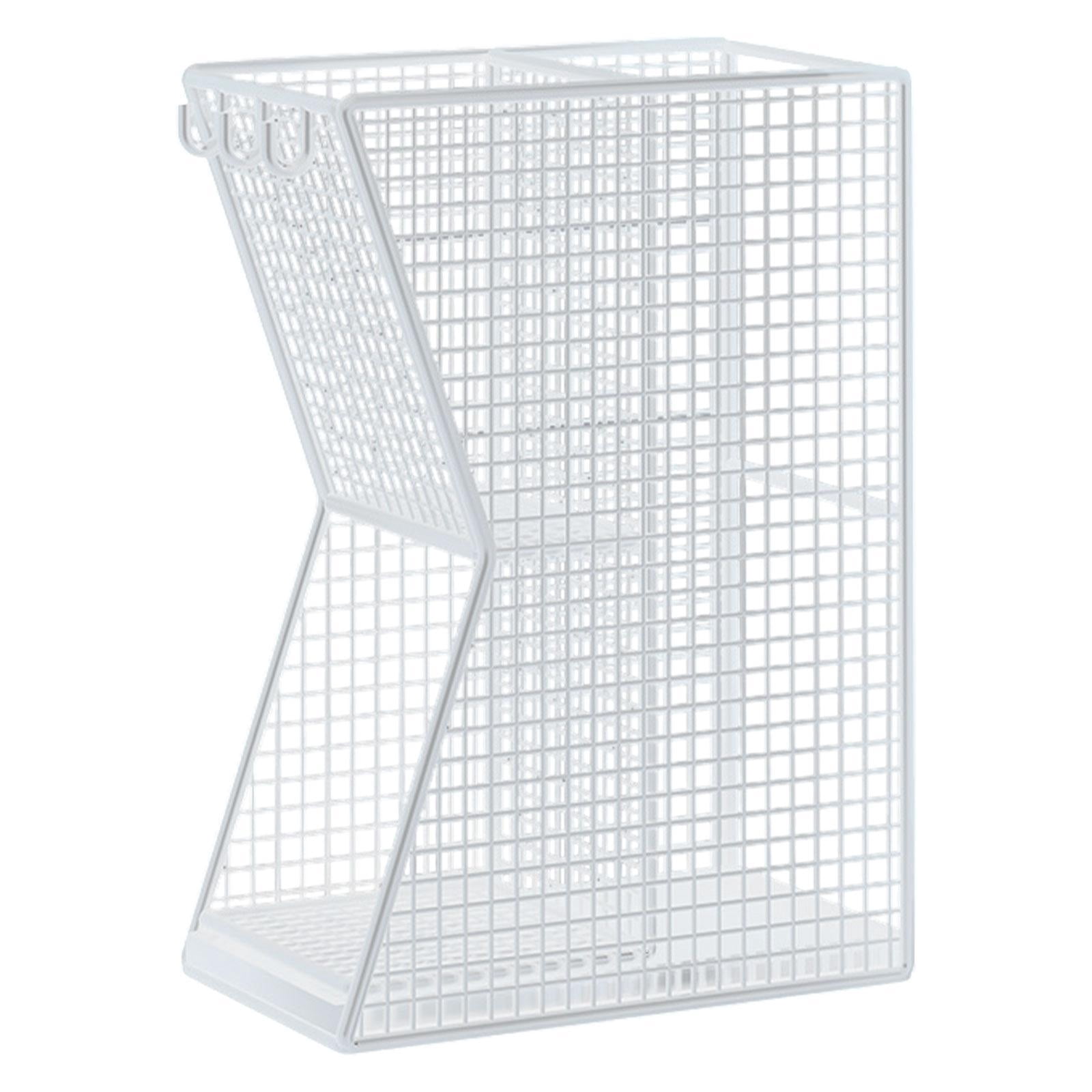 Fancyes Umbrella Rack Storage Bucket Metal Sturdy ,with Removable Drip Tray Umbrella Holder Bin Umbrella Holder for Office Hotel Home white