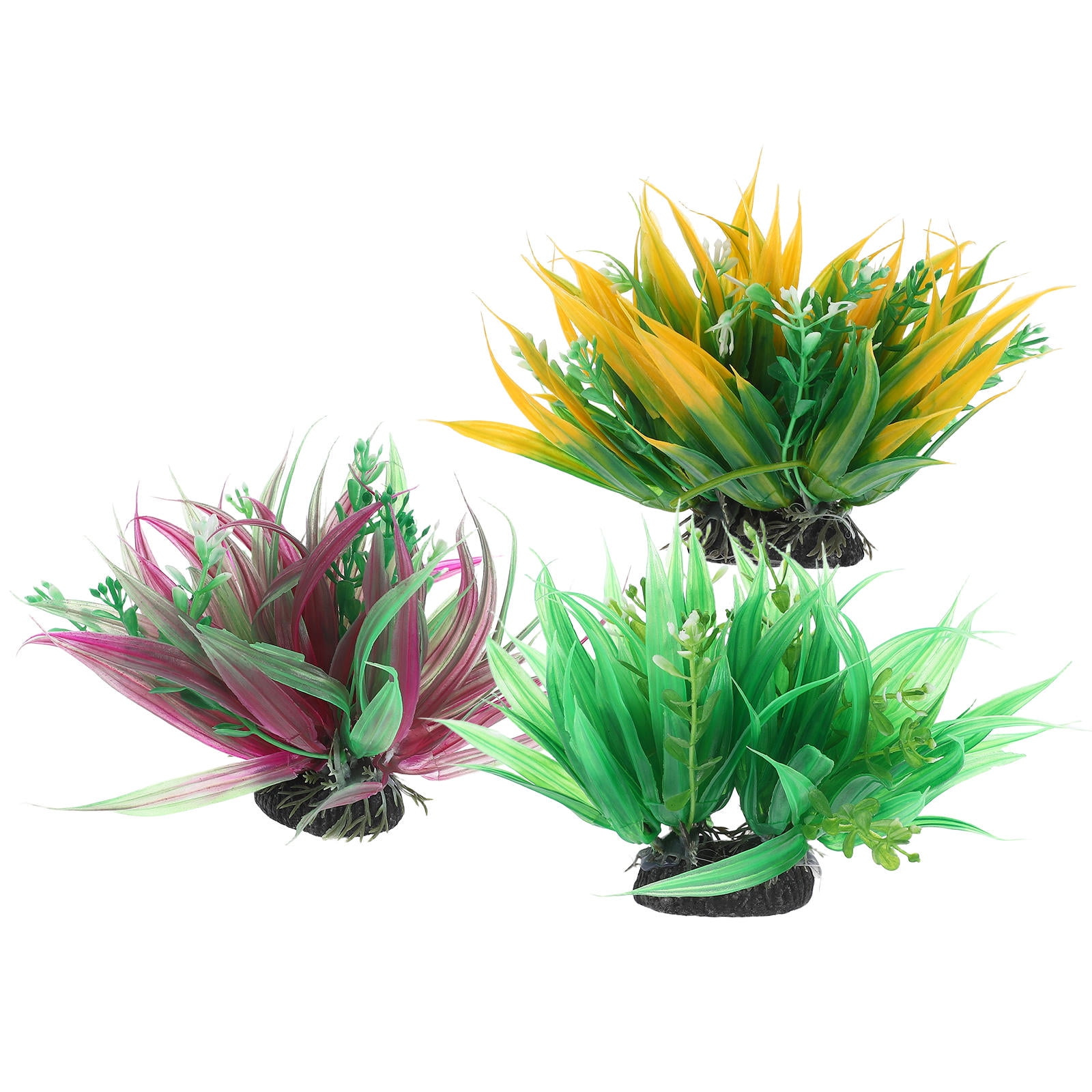 TITINICE Assorted Color Plastic Artificial Aquarium Plants Fish Decorations 3 Pack
