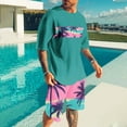 thumbnail image 6 of VBTAPA Mens T Shirt and Shorts Set Palm Tree Graphic Printed Casual Workout Sets Tropical Summer Track Suit 2 Piece Set Green XXL, 6 of 6