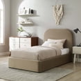 thumbnail image 2 of Platform Bed Frame, Twin Size, Taupe Gray, Velvet, Bedroom, Modern Contemporary Boutique HB36800, 2 of 9