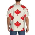 thumbnail image 5 of Naloa Happy Canada Day Men's Loose Fit Cuban Collar Short-Sleeve Shirt with Button-down and Chest Pocket for Everyday Wear Outings - Medium, 5 of 7