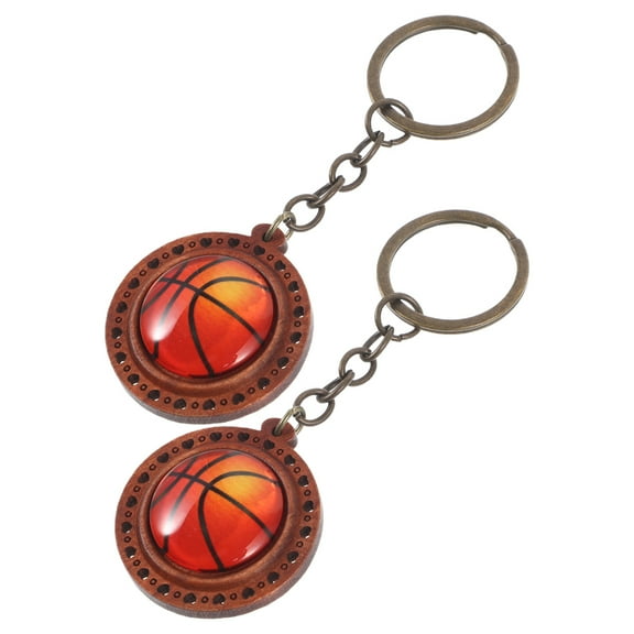 FRCOLOR Basketball Keychain Gifts for Him with Brown Metal Color Perfect for Decor Use and Bag Hanging 2Pcs