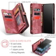 thumbnail image 5 of Feishell Durable 2-In-1 Magnetic Detachable Wallet Case for Samsung Galaxy S20 FE,for Women Men,Premium PU Leather Zipper Pocket Flip Multi Card Slots Purse Phone Case with Wrist Strap,Red, 5 of 10