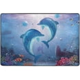 thumbnail image 4 of Dreamtimes Summer Blue Dolphin Area Rug, 36"x24" Colorful Tropical Ocean Non-Slip Washable Indoor Door Mat, Absorbent Floor Mat for Bedroom Kitchen Entryway Bathroom, 4 of 7