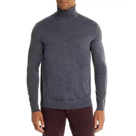 The Men's Store Designer Merino Wool Turtleneck Sweater  Med Grey-XL