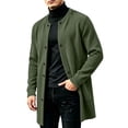 thumbnail image 3 of TKKCS Mens Button Down Cardigan Jacket Crew Neck Mid‑Length Fall Winter Long Sleeve Casual Outerwear with Pockets Green XL, 3 of 7