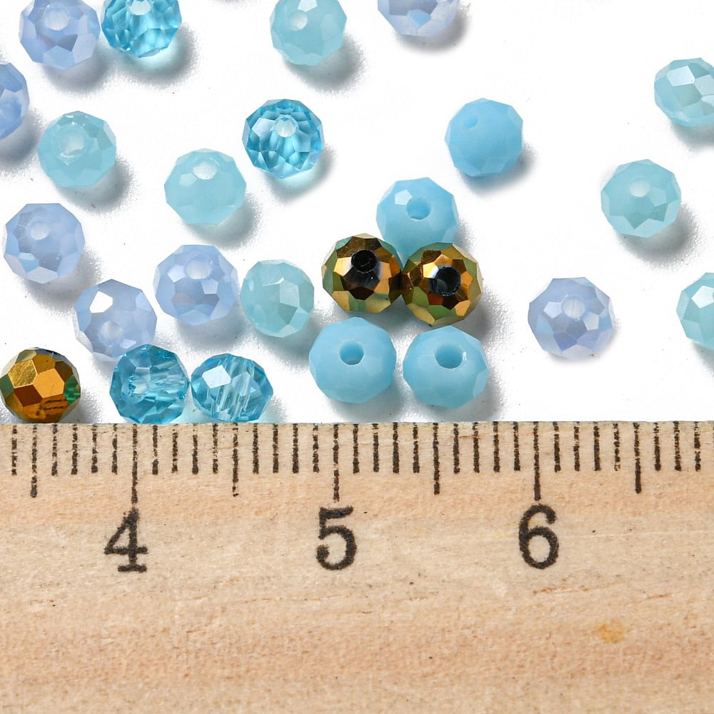 500g Glass Beads Faceted Rondelle Pale Turquoise 4x3mm Hole: 0.4mm about 6800pcs/500g