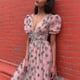 thumbnail image 2 of Women's Fashion Strawberry Print Deep V Short Sleeve Mesh Cocktail Party Dress, 2 of 4