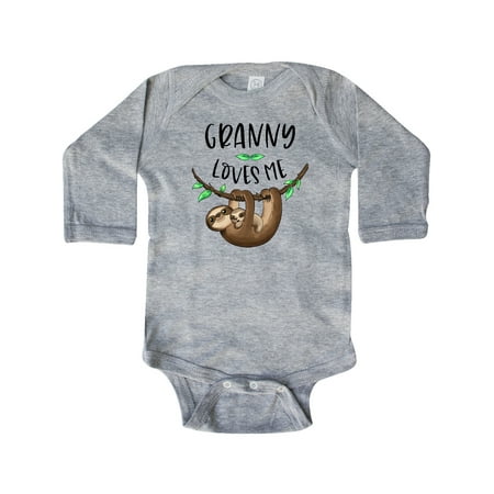 

Inktastic Granny Loves Me Cute Sloth and Baby Gift Baby Boy or Baby Girl Long Sleeve Bodysuit