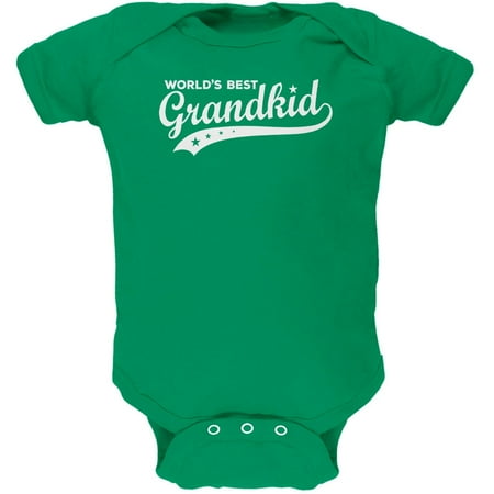 

World s Best Grandkid Kelly Green Soft Baby One Piece - 0-3 months