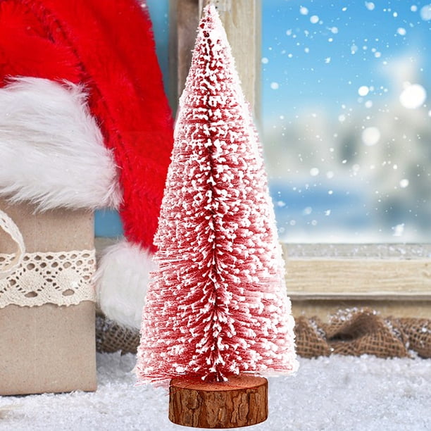 Mini adorno de mesa de árbol de Navidad con forma de copo de nieve, 30 cm, PVC, madera, decoración navideña para el hogar, 1 unidad, rojo Rkxzt