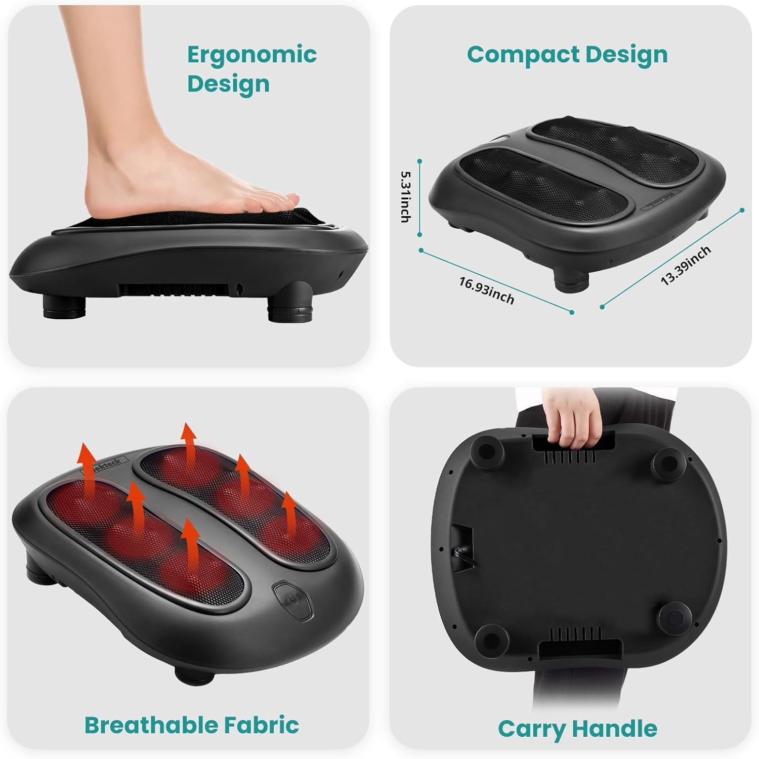 Foot Massager with Heat and Shiatsu Kneading for Pain Relief and Circulation