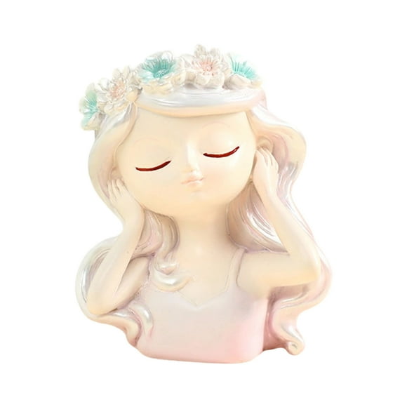 Resin Statue Planter for Office Desk Decor, Whimsical Indoor-Outdoor Garden Pot, Fairy Cottage Decor, Gift for Plant Lovers