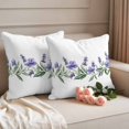 thumbnail image 2 of Spring Pastoral Floral Pillow Covers 2 Pack Watercolor Purple Flowers Pillowcase Waterproof Outdoor Throw Pillow Cover for Patio Garden Square Cushion 24”x24”, 2 of 9