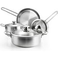 thumbnail image 1 of Ensemble de Casseroles et Poêles en Acier Inoxydable, Ensemble de Cuisine 7 Pcs avec Couvercles en Verre, Poignée Qui Reste Froide, Compatible avec Plaques à Induction/électrique et à Gaz, Lave-Vaisselle, 1 of 7