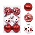thumbnail image 2 of 3.15 inch, Red White Green Mixed Christmas Ornaments,Shatterproof Wrap Cloth Foam Christmas Ornament Balls for Xmas Christmas Tree Decoration, 6 Count, 2 of 7