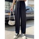 thumbnail image 4 of Pantalones Anchos de Punto Gofre para Mujer, con Cintura Elástica Alta y Cordón Ajustable. Negro M, 4 of 10