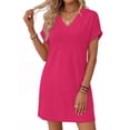 thumbnail image 2 of MOSHU Summer Dresses for women V Neck Womens Dresses Short Sleeve Casual Midi Dress with Pockets, 2 of 11