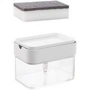 Lepai 2 in 1 Premium Soap Dispenser and Sponge Holder, Dishwashing Soap Pump Dispenser for Kitchen Countertop, White