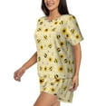 thumbnail image 2 of Naloa Sunflowers Bee Women's Short-Sleeved Pajama Set, Loungewear, Summer pajamas, Breathable Cozy - 4X-Large, 2 of 9