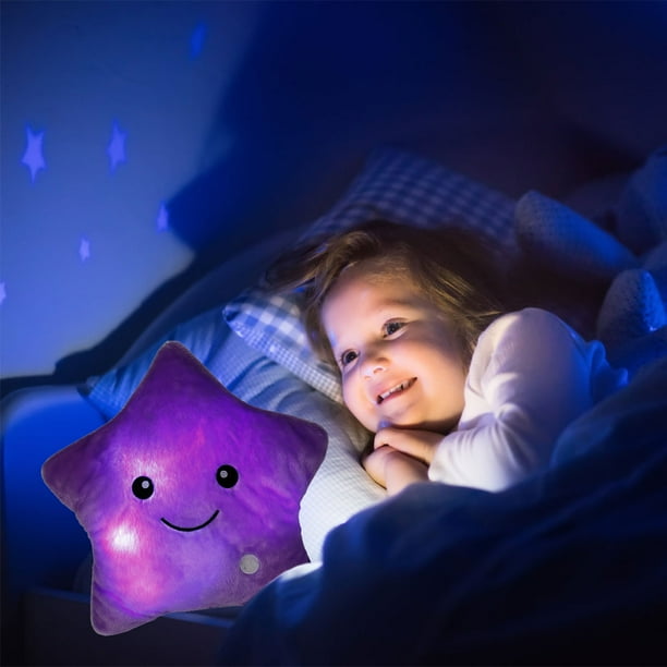 Almohada de felpa en forma de estrella luz nocturna LED creativa cojines luminosos juguetes de peluche cumpleanos Navidad para ninas ninos pequenos para guarderia dormitorio sala de estar Muyoka Hogar...