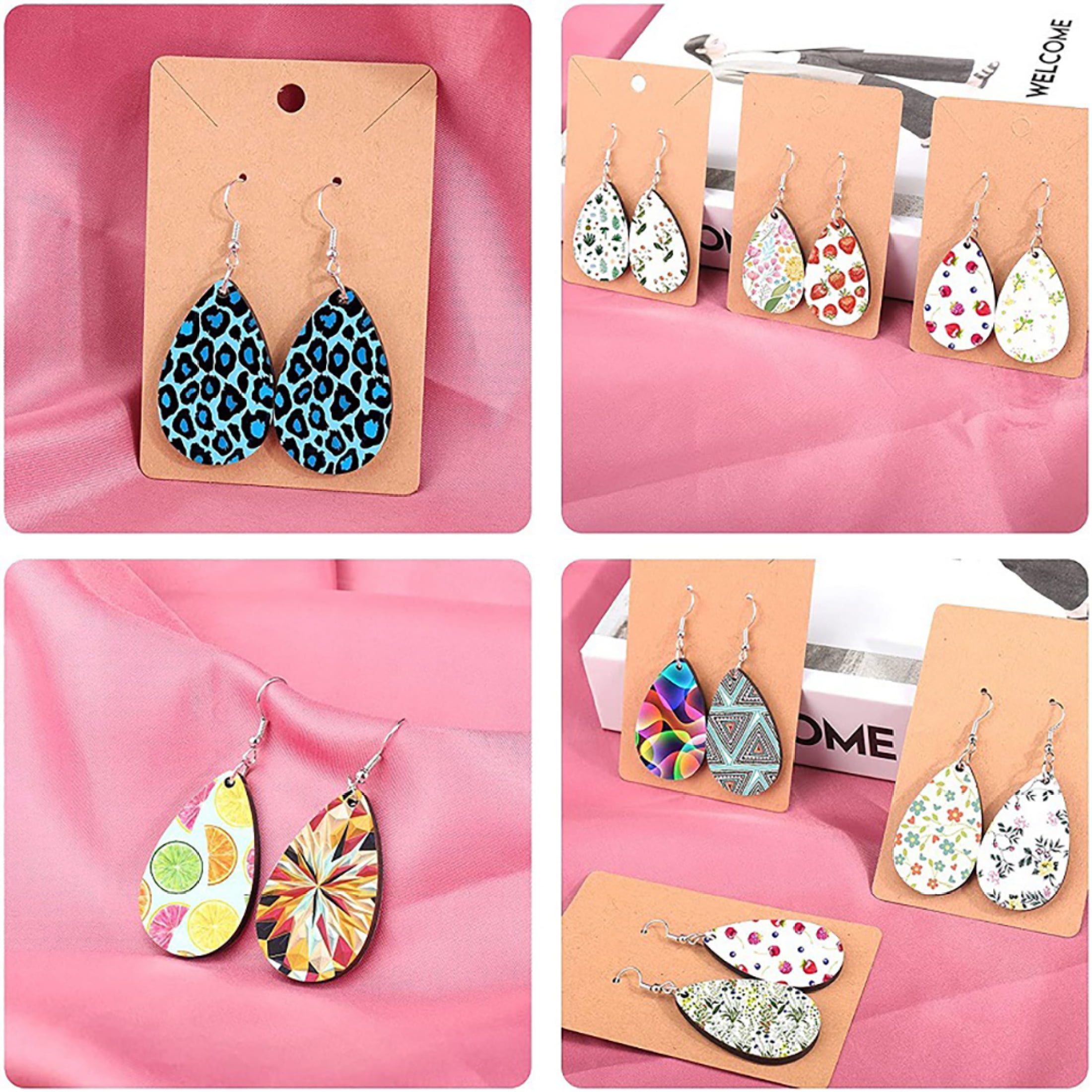 EUBUY 250pcs Sublimation Blank Earrings Set Heat Transfer Earring Ornament  Blanks with Earring Hooks and Jump Rings for Jewelry DIY Making Supplies 