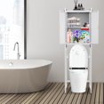 thumbnail image 2 of Loyalheartdy Toilet Storage Cabinet 3 Tier Bathroom Shelf Space Saving Freestanding Over Toilet Bathroom Storage Organiser Cabinet with Double Door Each Tier Load 33.07lbs White, 2 of 12