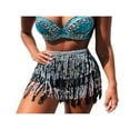 thumbnail image 3 of Jupe Ventre pour Femmes Jupe Mini à Franges Pailletées avec Sangles de Taille Réglables pour Danse Performance Rave Party, 3 of 8