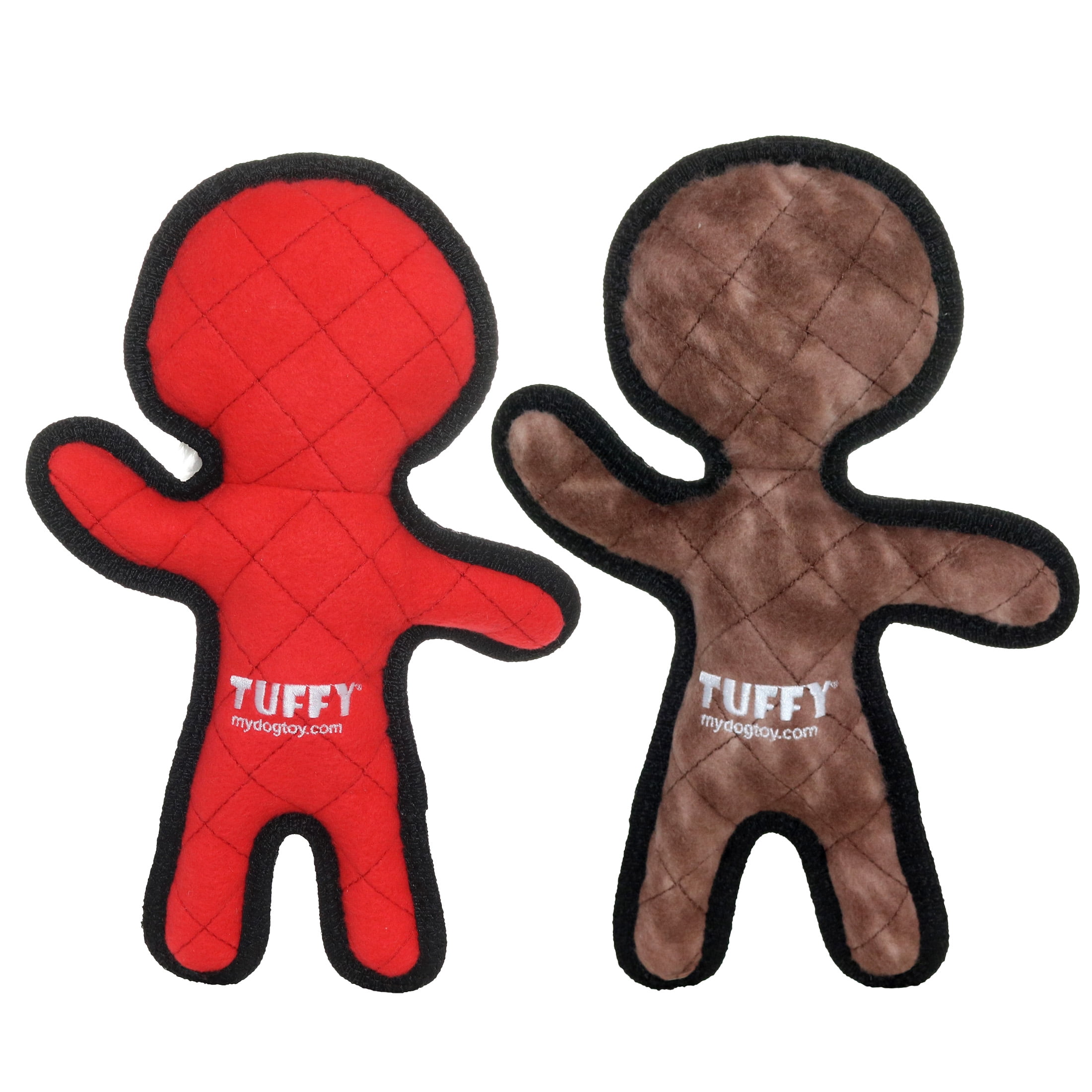 TUFFY Jr Holiday Gingerbread Man and Santa Durable Plush Squeaky Dog Toy, 2-Pack