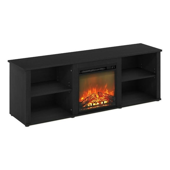 Maklaine Contemporary 70 Inch TV Stand with Fireplace in Americano