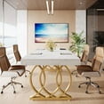 thumbnail image 4 of Tribesigns 5 ft Conference Table for 4 to 6, 63-inch Rectangle Meeting Table Modern Computer Desk with Metal Base, White and Gold, 4 of 10