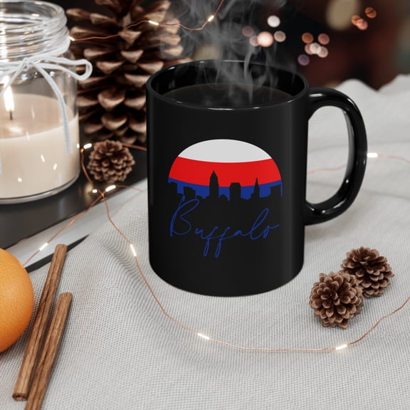 Buffalo Skyline Coffee Mug - 11oz Black Ceramic Mug