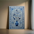 thumbnail image 2 of 60*90cm(24*36inch) Blue and White Floral Vase Inspired Canvas Wall Art with Ornate Border Framed Canvas Art Print, 2 of 8