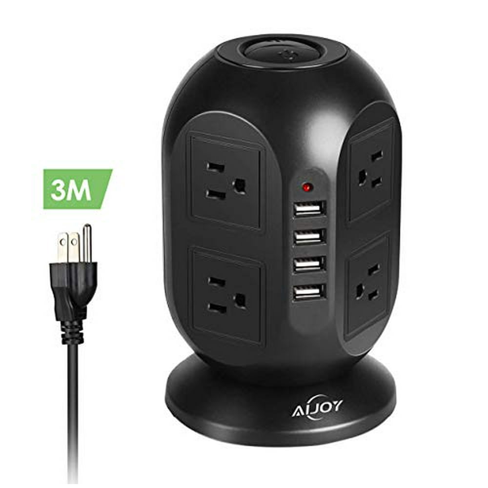 AiJoy Surge Protector Power Strip Tower 8 AC Outlet 3.1A 4 USB Ports