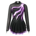 thumbnail image 4 of TiaoBug Kids Girls Long Sleeve Figure Ice Skating Dress Ballet Leotard Tutu Skirt Dancewear Purple 10, 4 of 7