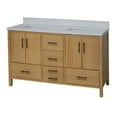 thumbnail image 4 of California 60" Double Bathroom Vanity with Blonde Veneer Cabinet and Matte White Top, 4 of 7