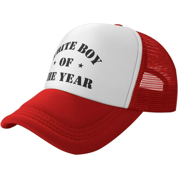 White Boy of The Year Mesh Hat Birthday Gifts Mesh Cap Unisex Baseball Cap Men Women Trucker Hat
