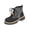 Gray, variant on Patterned Fabric Combat Boots Music Festival Outfits, Wood Bead Lace Up Booties Country Concert Wear, Comfortable Lug Sole Shoes Autumn Casual Strolling, Heavy Duty Utility Footwear, Black 8