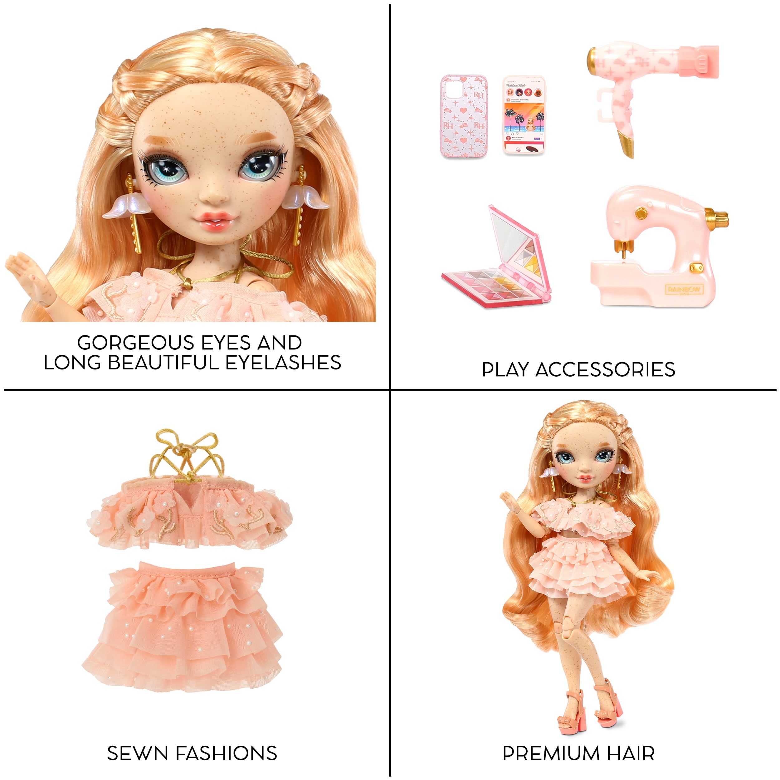 Rainbow High S23 Fashion Doll - Poupée 27 cm Victoria Whitman (Jaune  fraise) - 1 tenue, 1 paire de chaussures et des accessoires